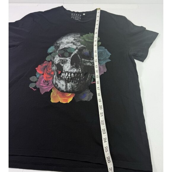 Guess Graphic T-Shirt Men's "L" Floral Candy Skull Black SS Cotton Crewneck - Picture 2 of 10